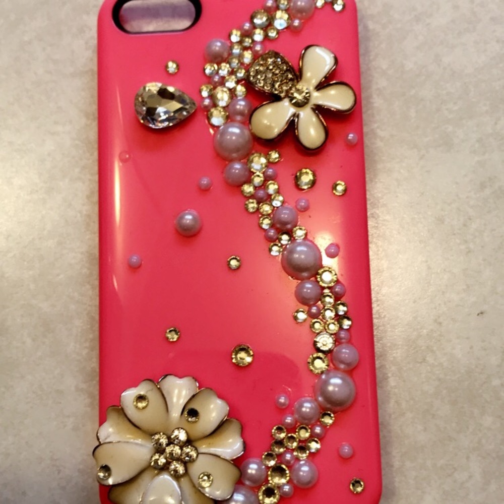Barely used iPhone 5-5s pink glam case